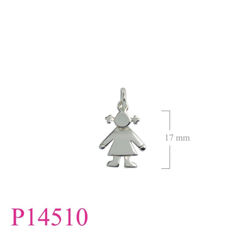 Pendant, 17mm flat girl.