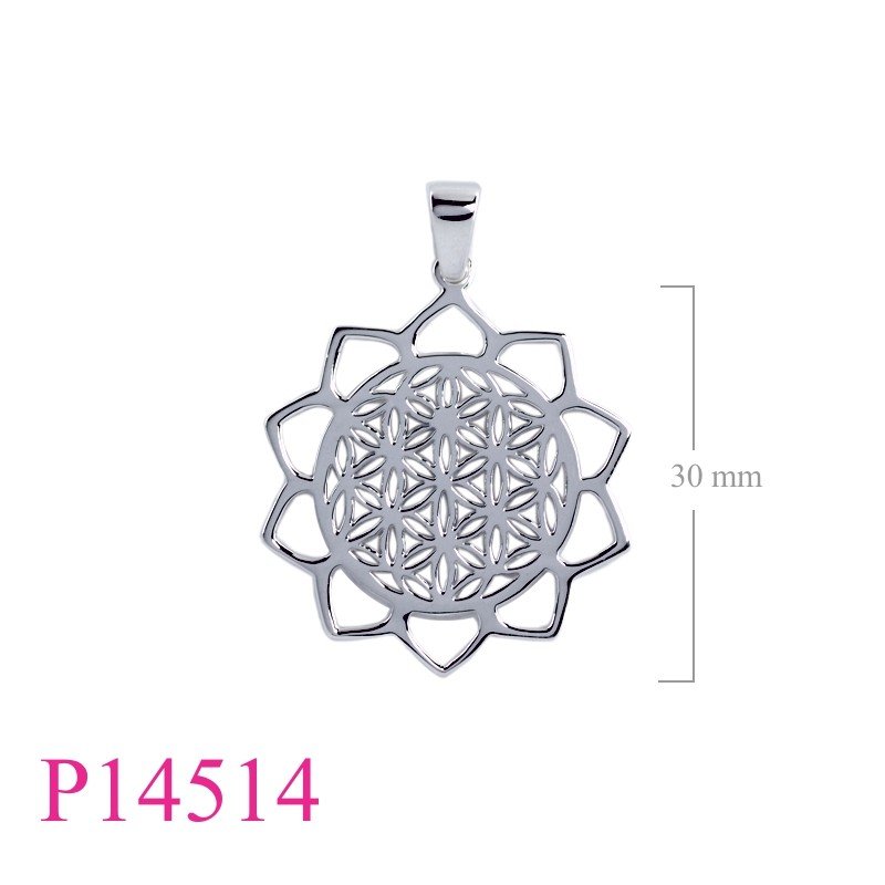 Pendant, 30mm openwork Flower of Life.