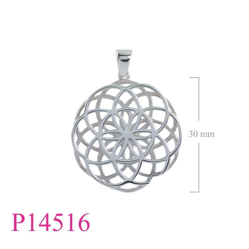 Pendant, 30mm openwork 2 sides Seed of Life.