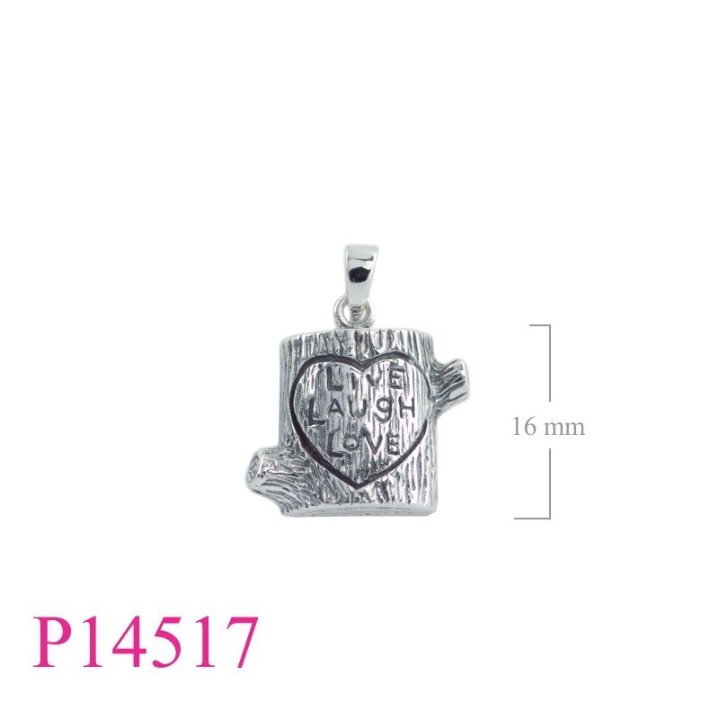 Pendant, "Live Laugh Love" stump.