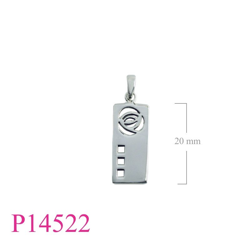 Pendant, rectangular  cut out Mackintosh design.