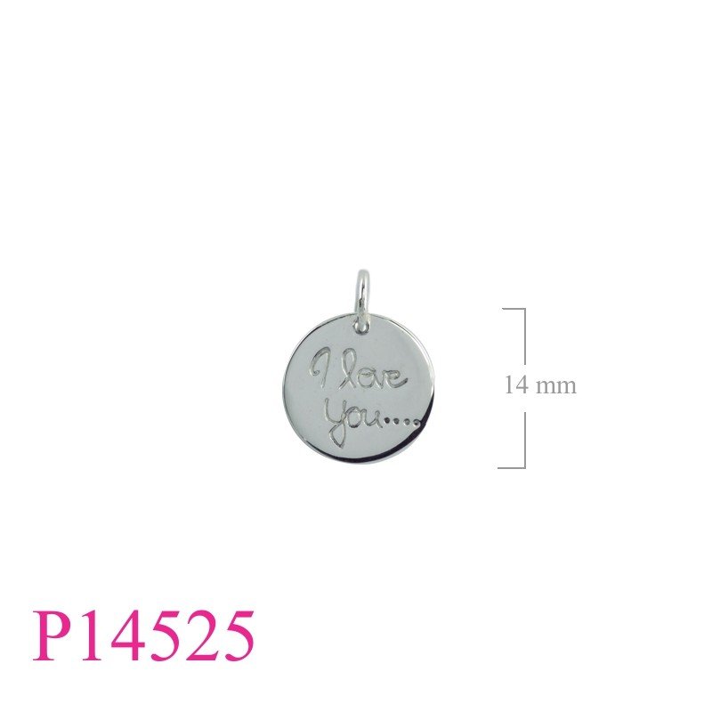 Pendant, "I love You: round tag.
