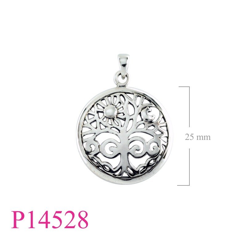 Tree of life Pendant, 24mm round moon sun Tree of life.