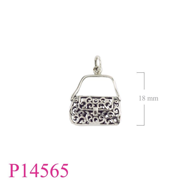 Pendant, 19mm openwork puff purse.