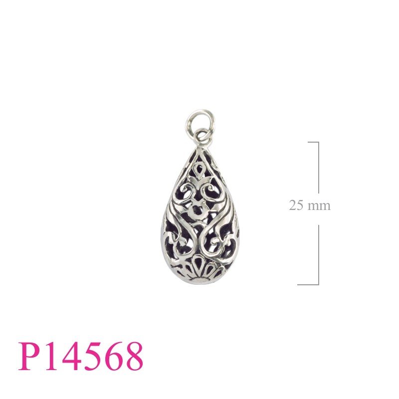 Pendant, 23mm openwork puff drop flowers design.