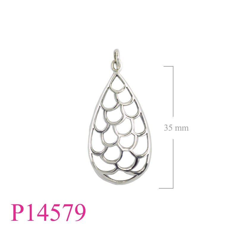 Pendant, 32mm openwork drop.
