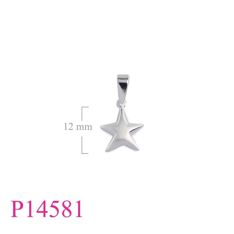 Pendant, 12mm hollow star with Matt surface and e coating.