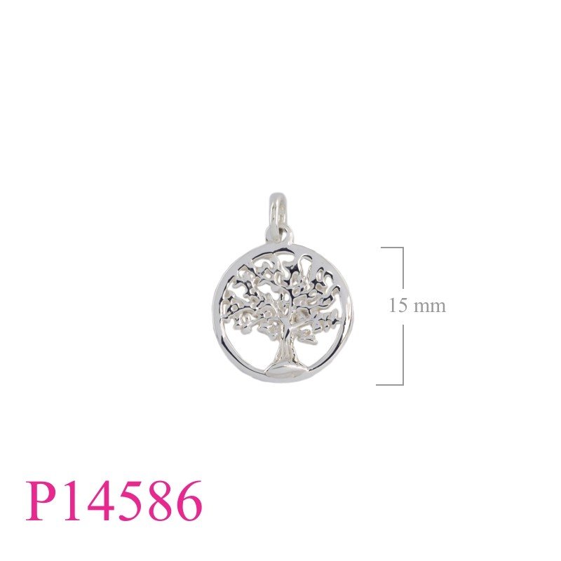 Tree Of Life Pendant, Travel Jewelry Pendant, 15mm round openwork Tree of life.