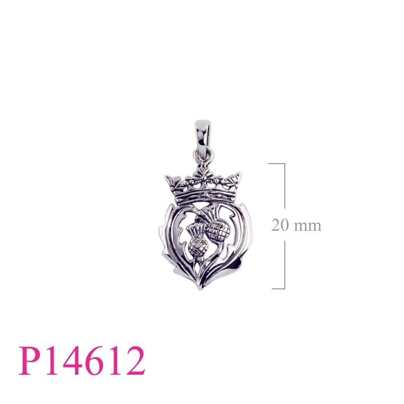 Heart Pendant, Thistle Pendant, crowned Thistle .