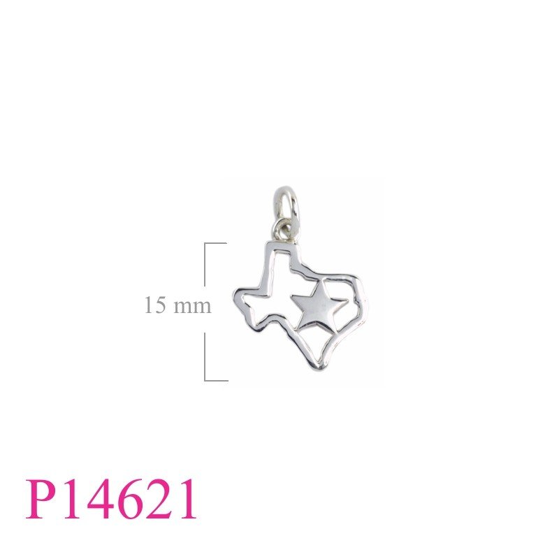 Star Pendant, Travel Jewelry Pendant, 15mm cut out Taxas map and .