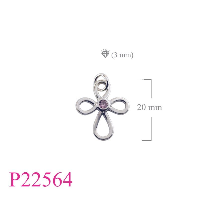 CZ Pendant, Cross Pendant, wire  with Amethyst roud CZ.