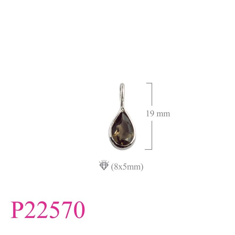 Pendant, 8x5mm pear CCZ.