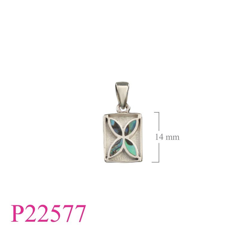 Pendant, floral in rectangle.