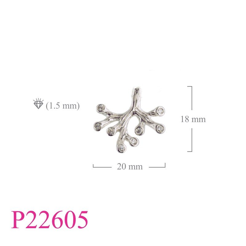 CZ Pendant, Coral Pendant,  with CCZs.
