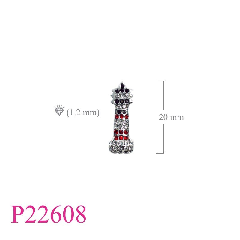 Pendant, 18mm lighthouse with Mix colours small crystals.