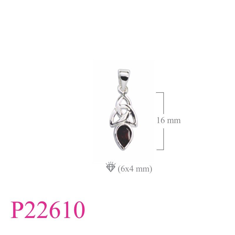 Pendant, Trinity with drop Real Amethyst.