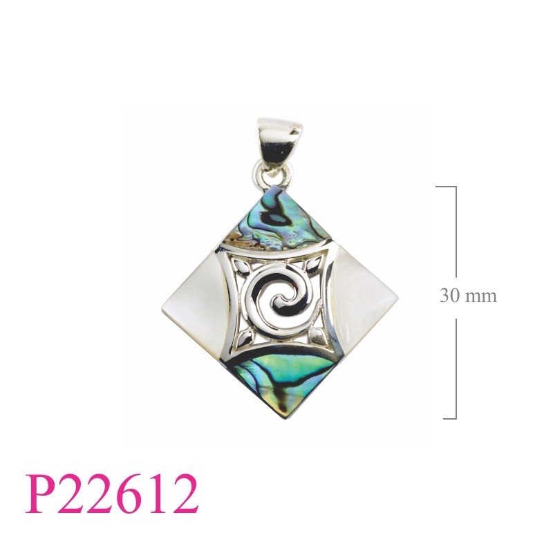 Pendant, square spiral design.