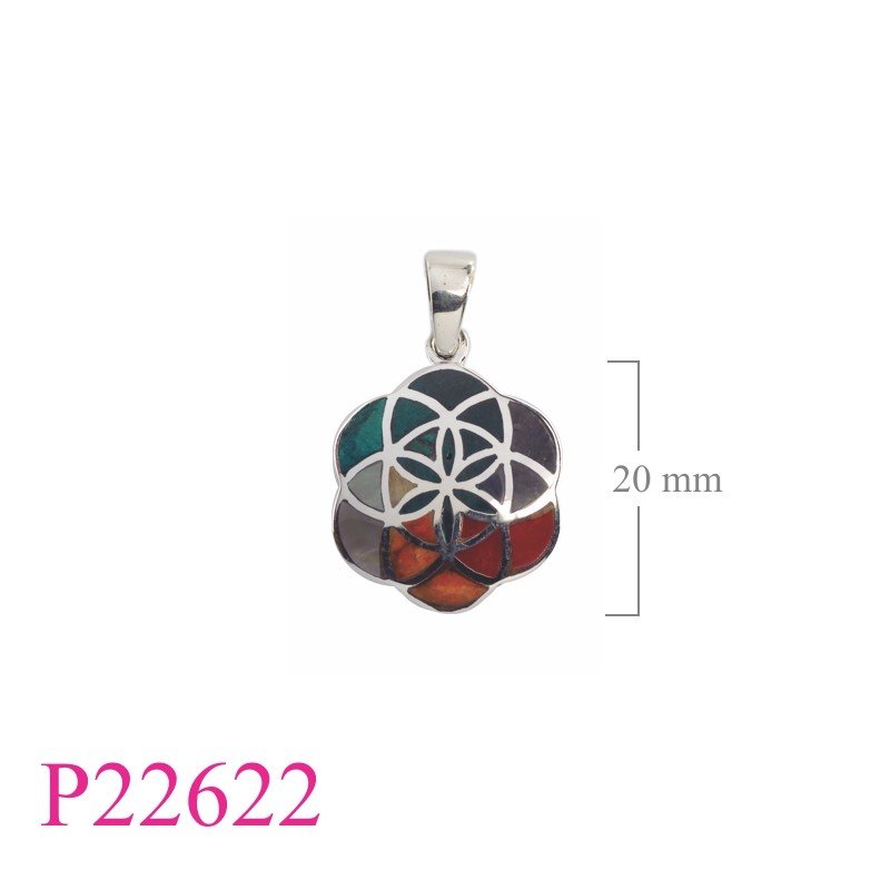 Flower Of Life Pendant, Chakra Pendant, Chakra colours Flower of life.