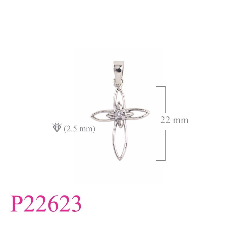 CZ Pendant, Cross Pendant,  with small CCZ.