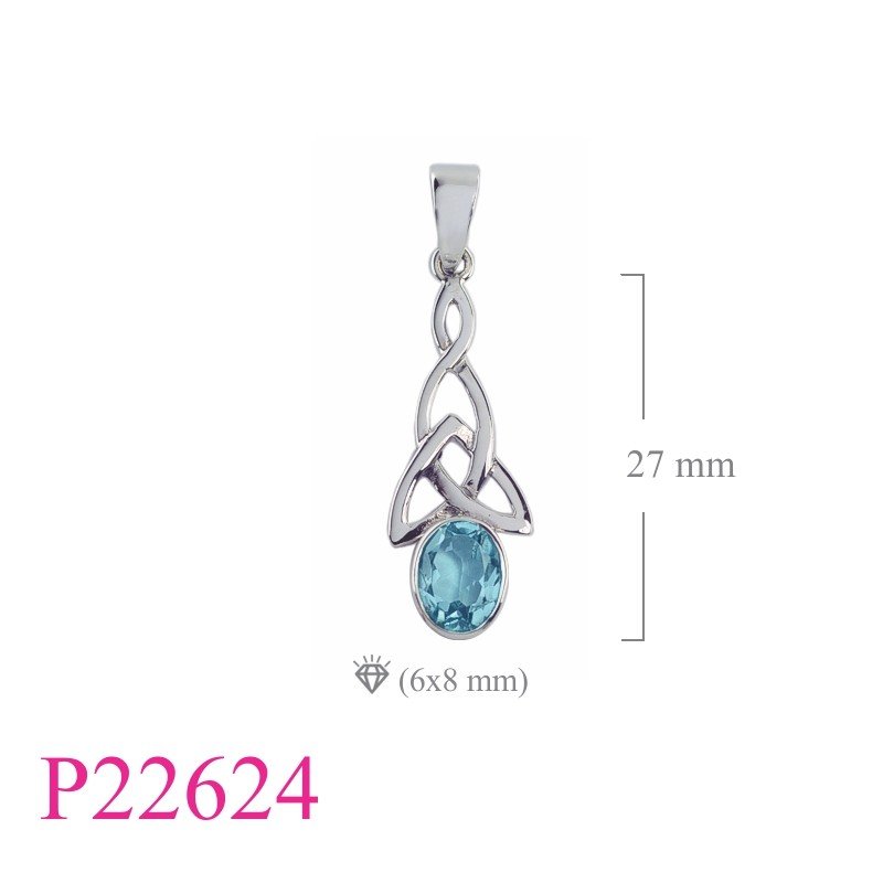 Pendant, Trinity with Real Amethyst oval stone.