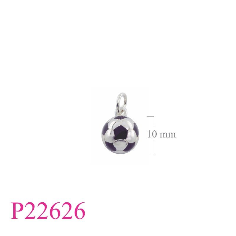 Pendant, half soccer ball enamel.
