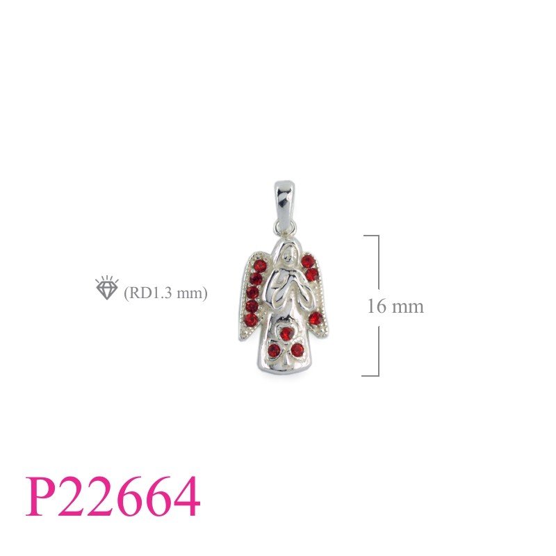 Pendant, guardian with Ruby crystals.