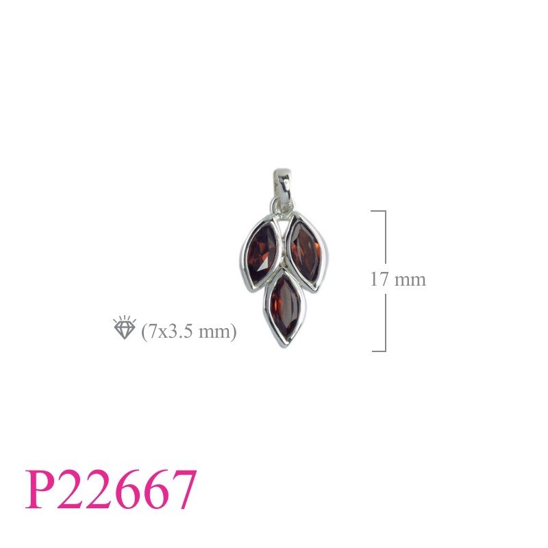 Pendant, 3 marquise Real Amethyst stones.