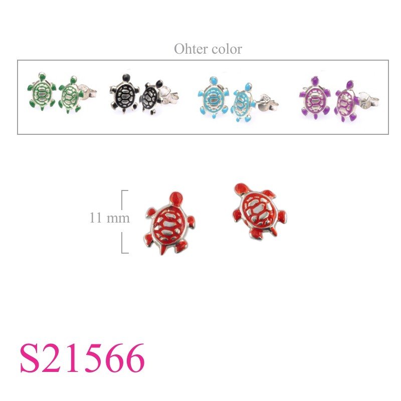 Earrings, enamel tutle.