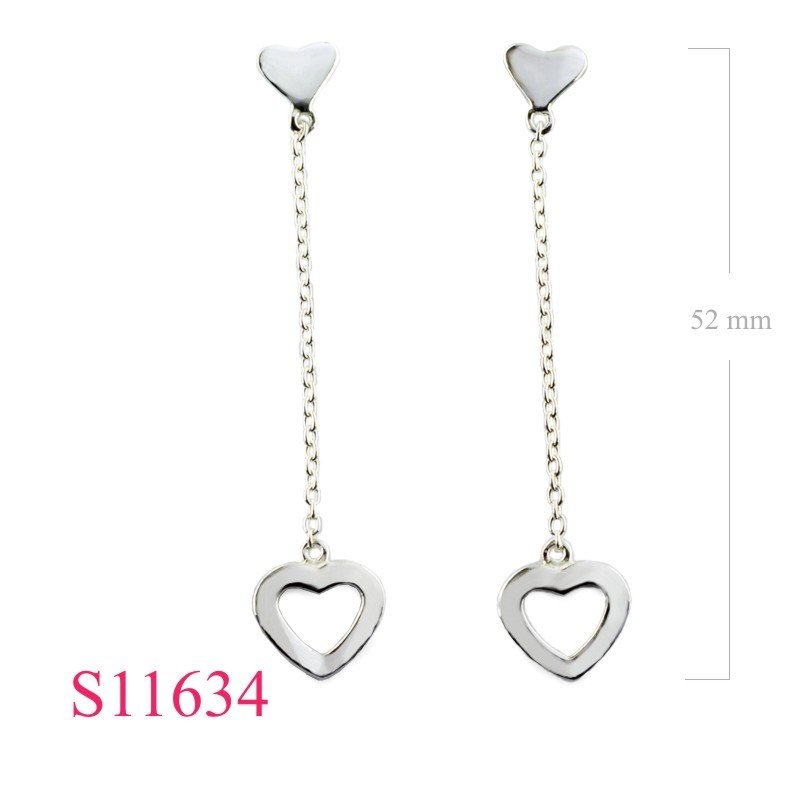Earrings, chained hearts.