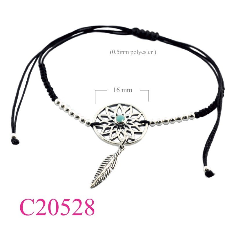 Cat Bracelet, Sun Bracelet, 14mm round  dream cher and black string.