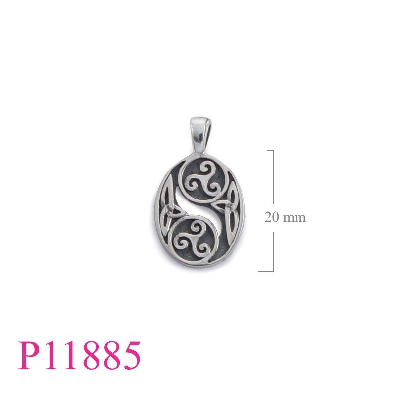 Triskellion Pendant, 2 Triskellions in oval.