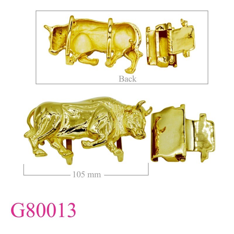 Brass Jewelry, bull buckle with Gold plated.