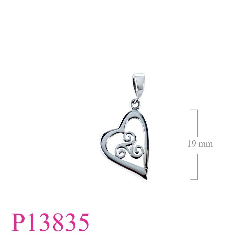 Heart Pendant, Triskelion Pendant, Triskelion in heart.