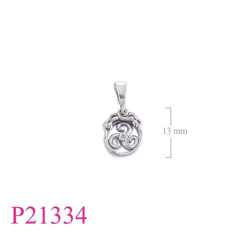 Triskelion Pendant, Triskelion in round andwith small stone.