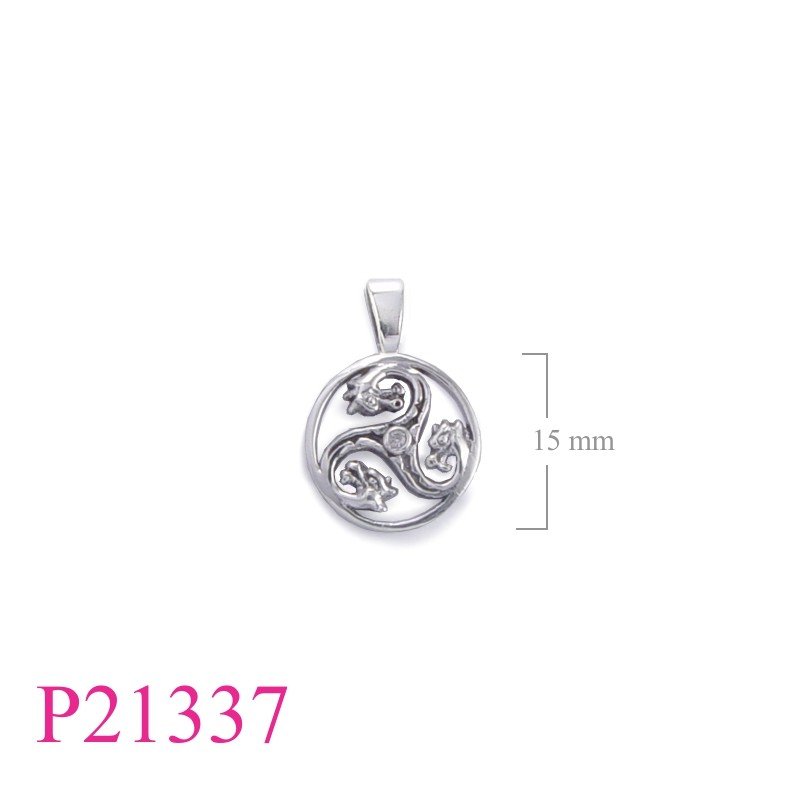 Dragon Pendant, Triskelion Pendant, Triskelion with small stone.