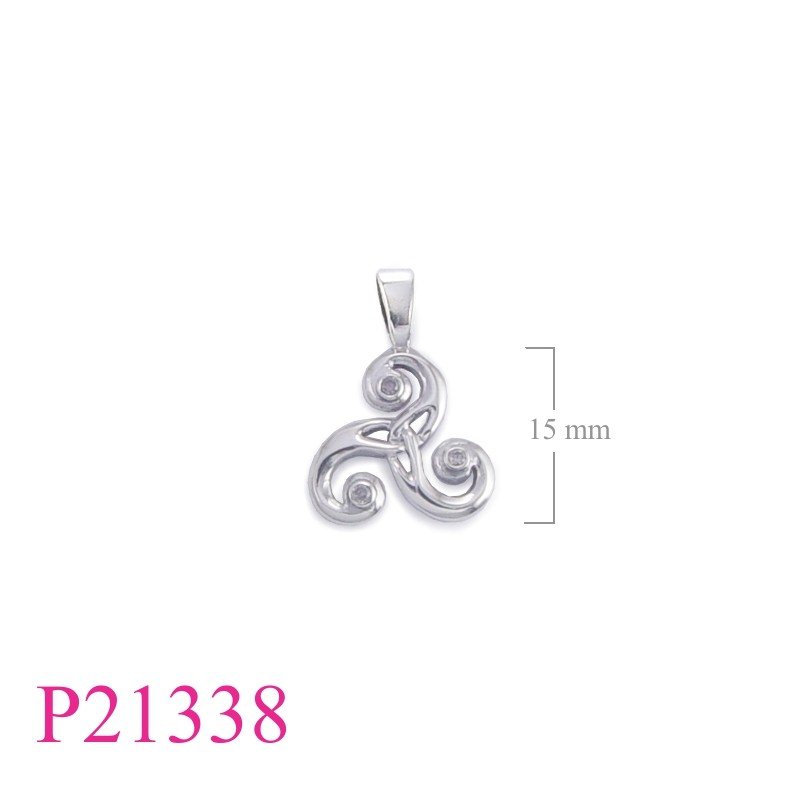 Triskelion Pendant, Celtic Pendant,  Triskelion with small stone.