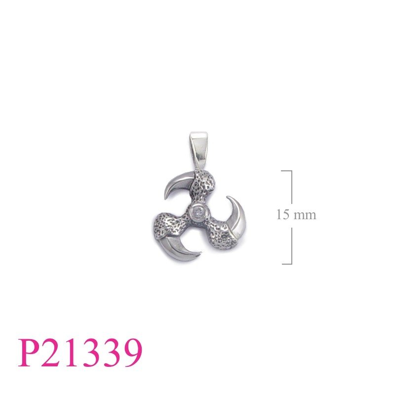 Pendant, Triskellion claws with small stone.