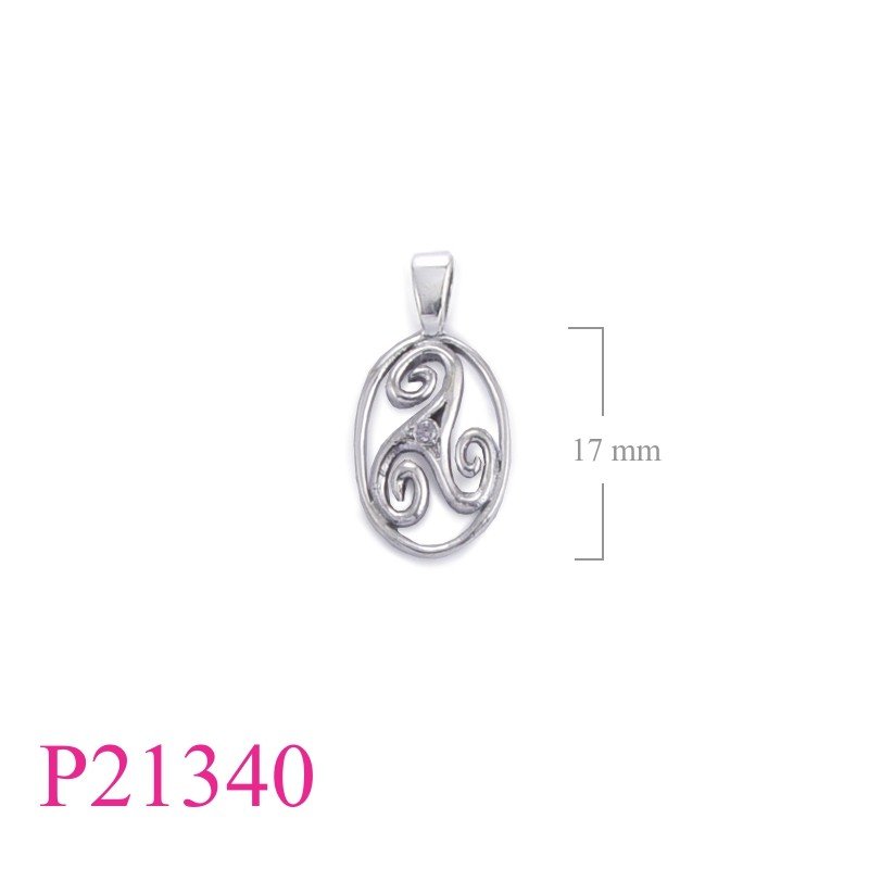 Pendant, Triskellion in oval with small stone.