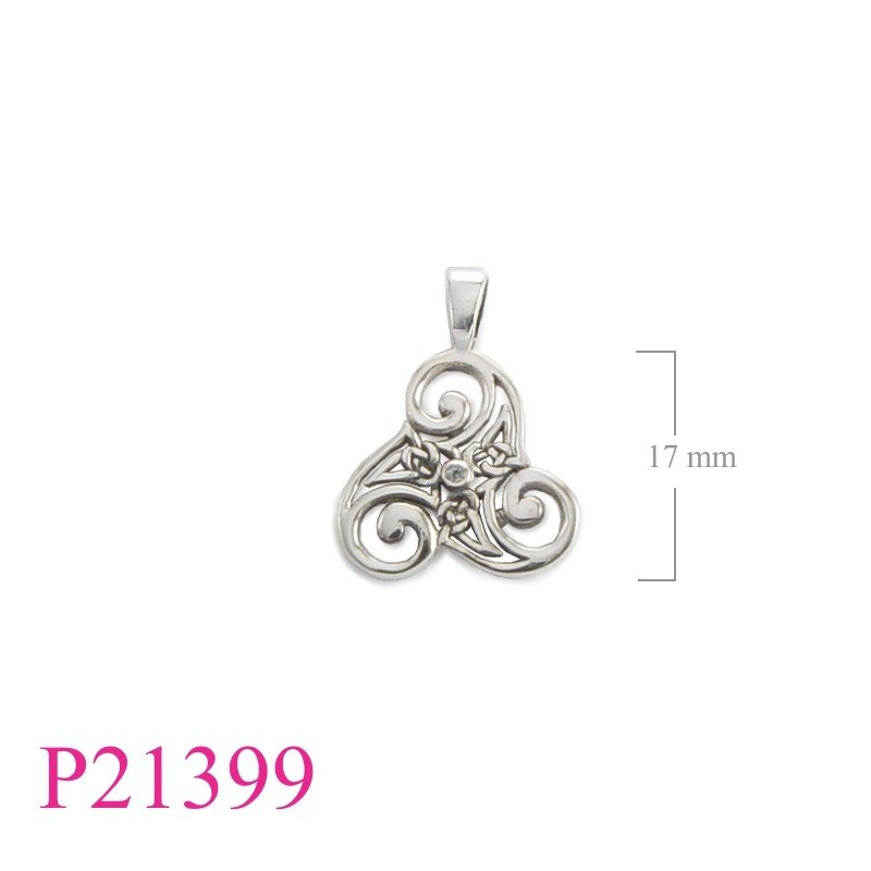 Triskelion Pendant, CZ Pendant, Triskelion with 1.5mm CCZ stone.