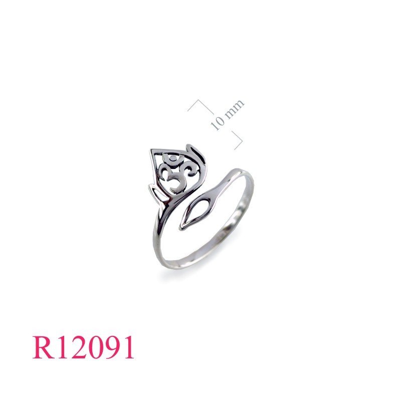 Lotus Ring, Om Ring,  Om free size design.