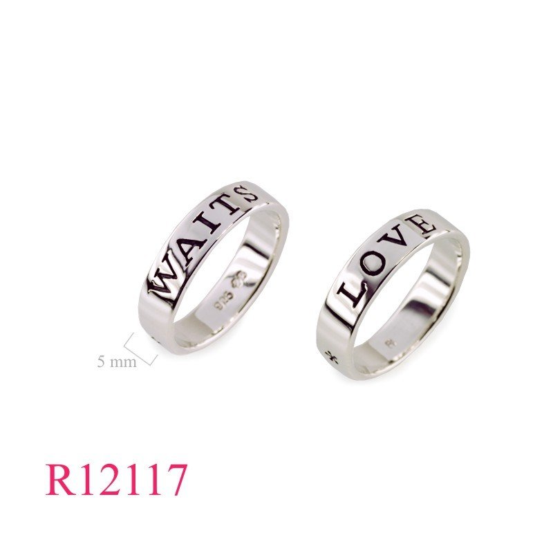 Band Ring, 5mm "LOVE * WAITS".