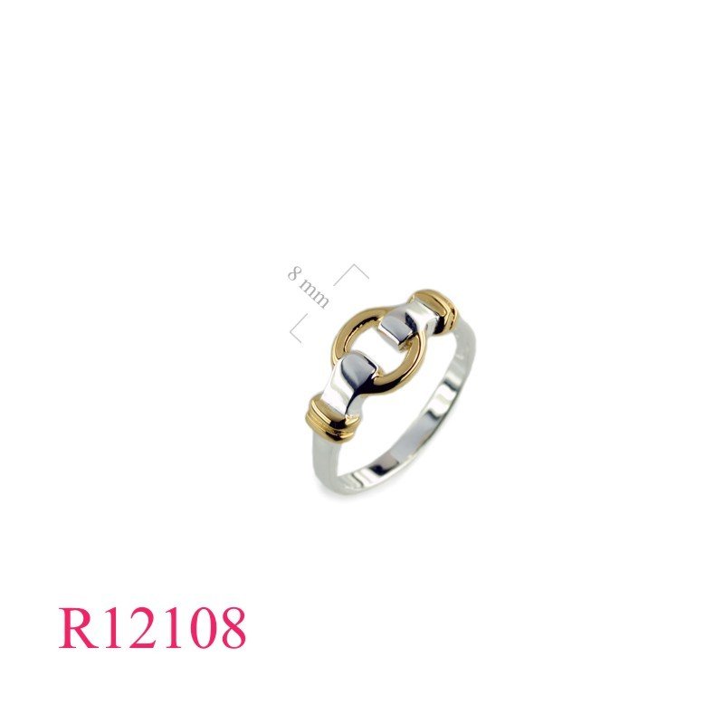 Horse Ring, Gold Ring, 2 tones Flash Gold plated  bit design.