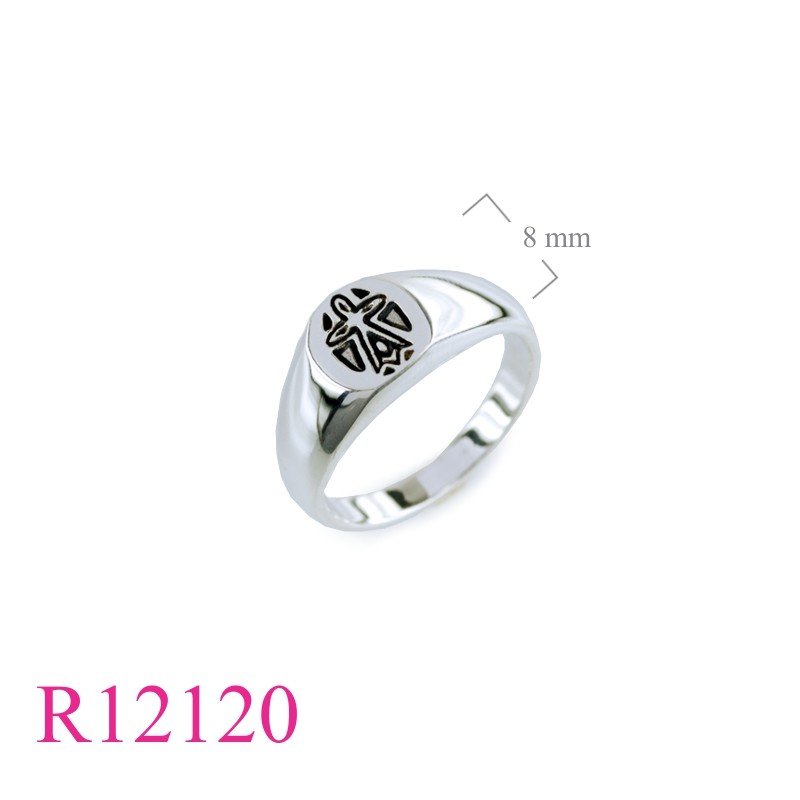 Ring, cross oval flat top.