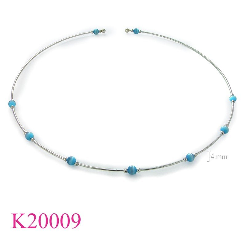Cat Choker, spring wire, cat eye beads.