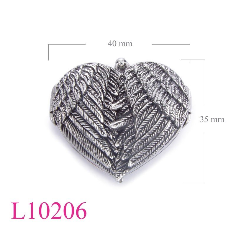 Wing Locket, Heart Locket, big heart wings.