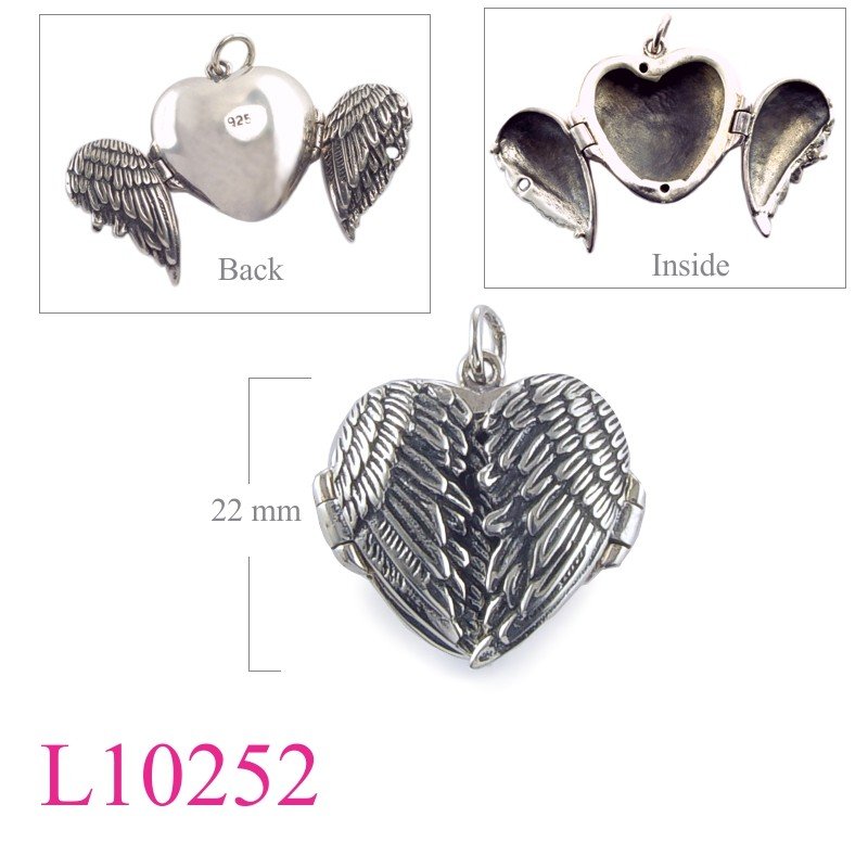 Wing Locket, Heart Locket, heart wings.