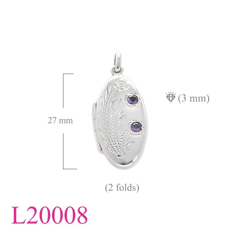 Oval Locket, 13x27mm oval with 3mm stone.