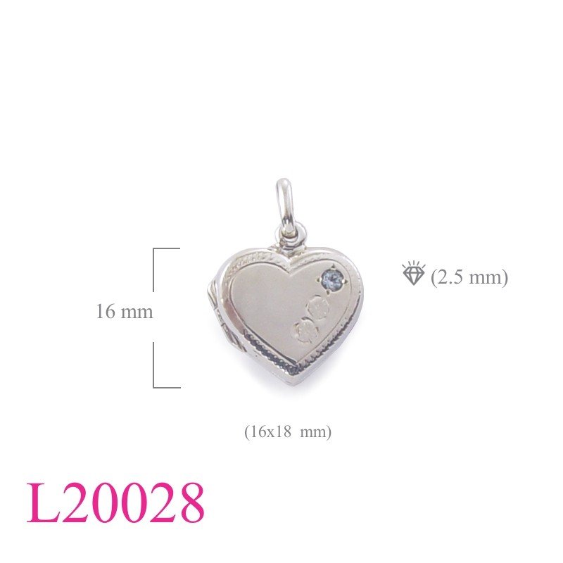 Heart Locket, 16x18mm  with Real Blue Topaz stone.
