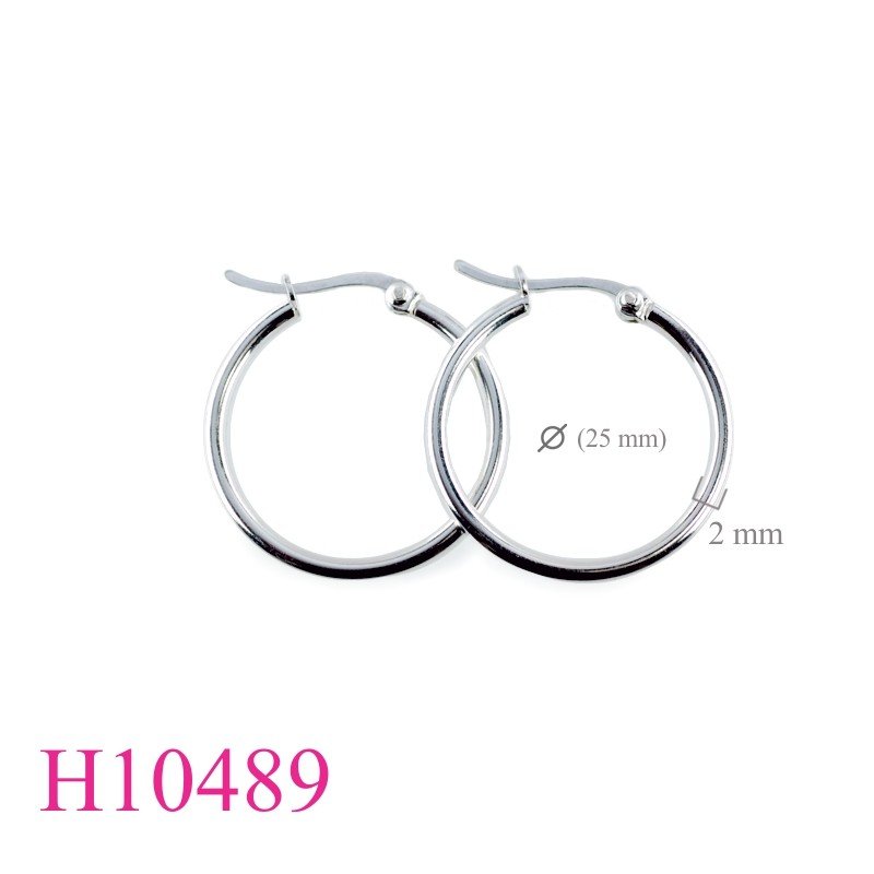 Earrings, 2x25mm hoop click lock.