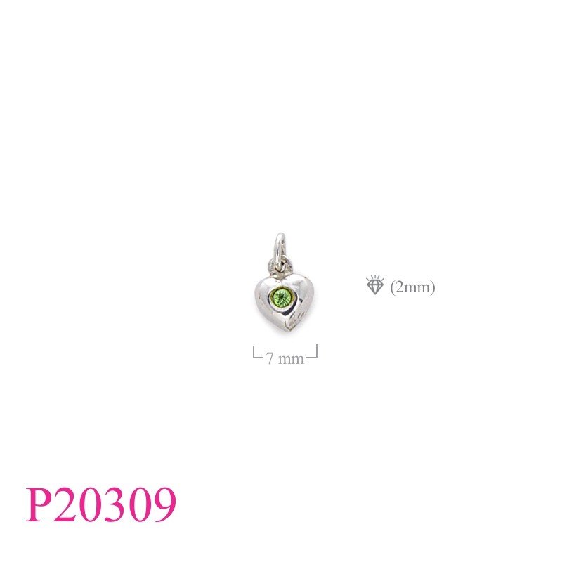 <p>Pendant, heart with 2mm crystal.</p>